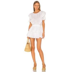 Love Shack Fancy Natasha Heritage White Mini Dress Sz S